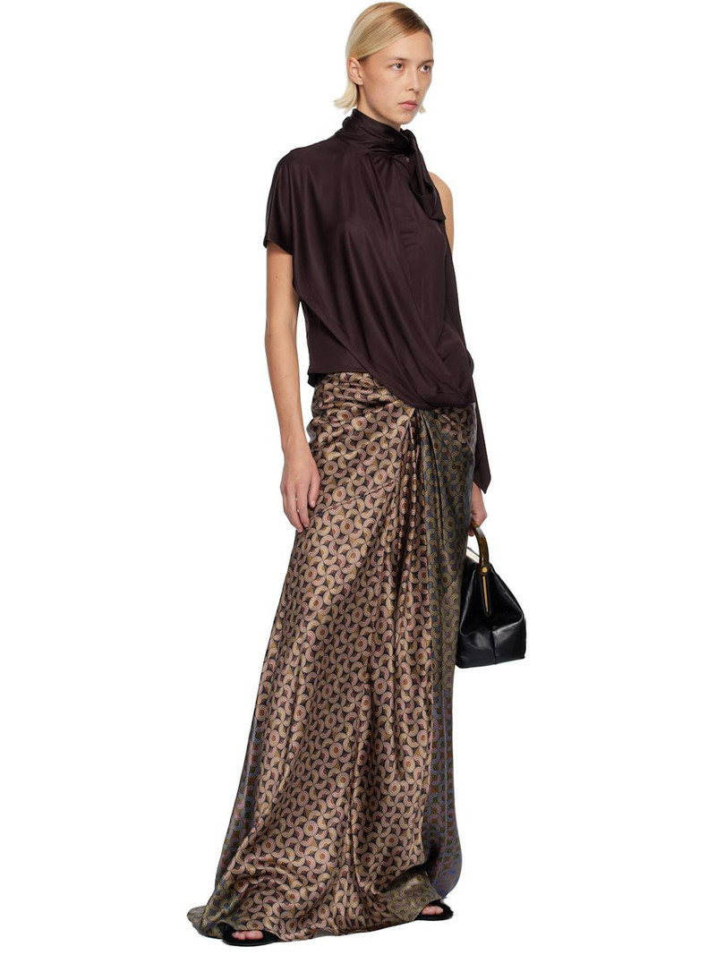 Dries Van Noten Burgundy Draped Top outlook