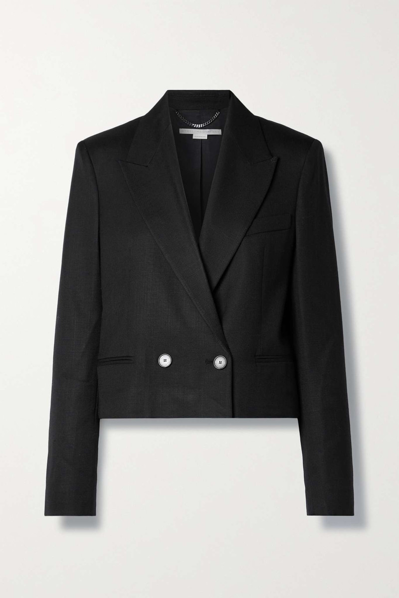Cropped double-breasted woven blazer 1