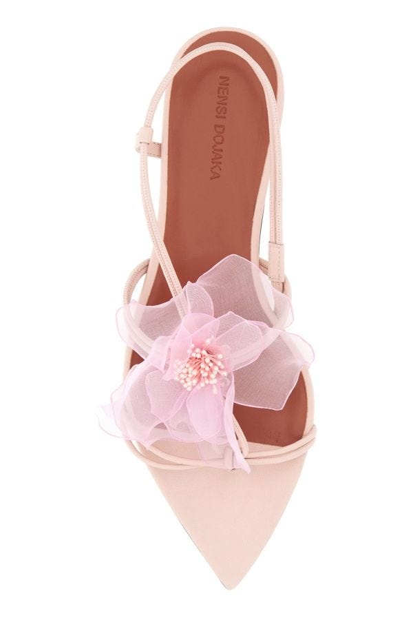 Pastel pink nappa leather thong sandals - 4