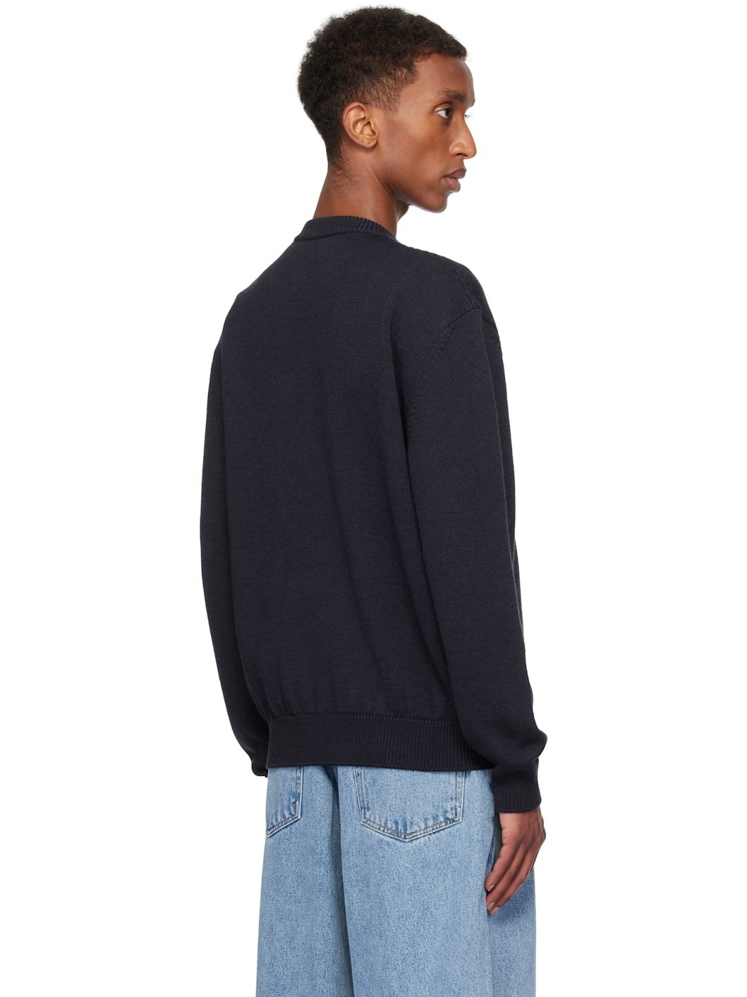 Navy Pinched Logo Sweater - 3