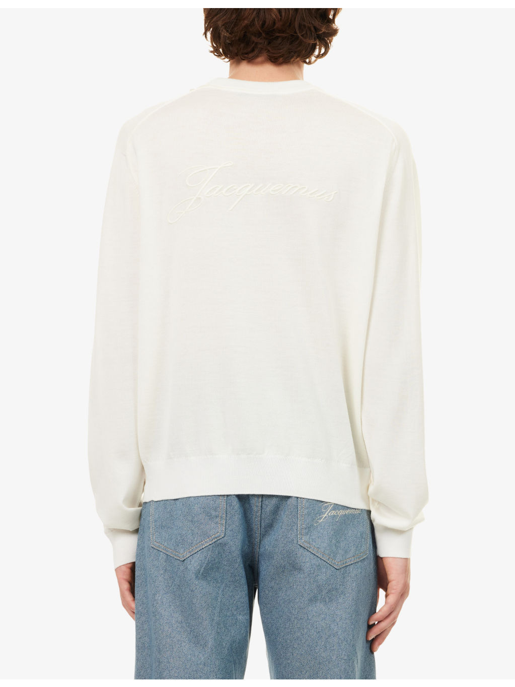 Embroidered-Logo Long-Sleeve Wool Blend Sweater - 4