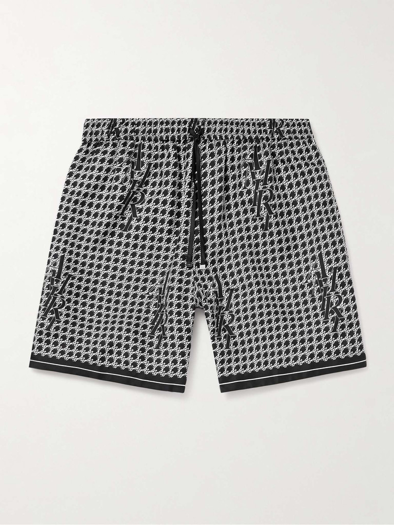 Straight-Leg Logo-Print Silk-Twill Drawstring Shorts - 1