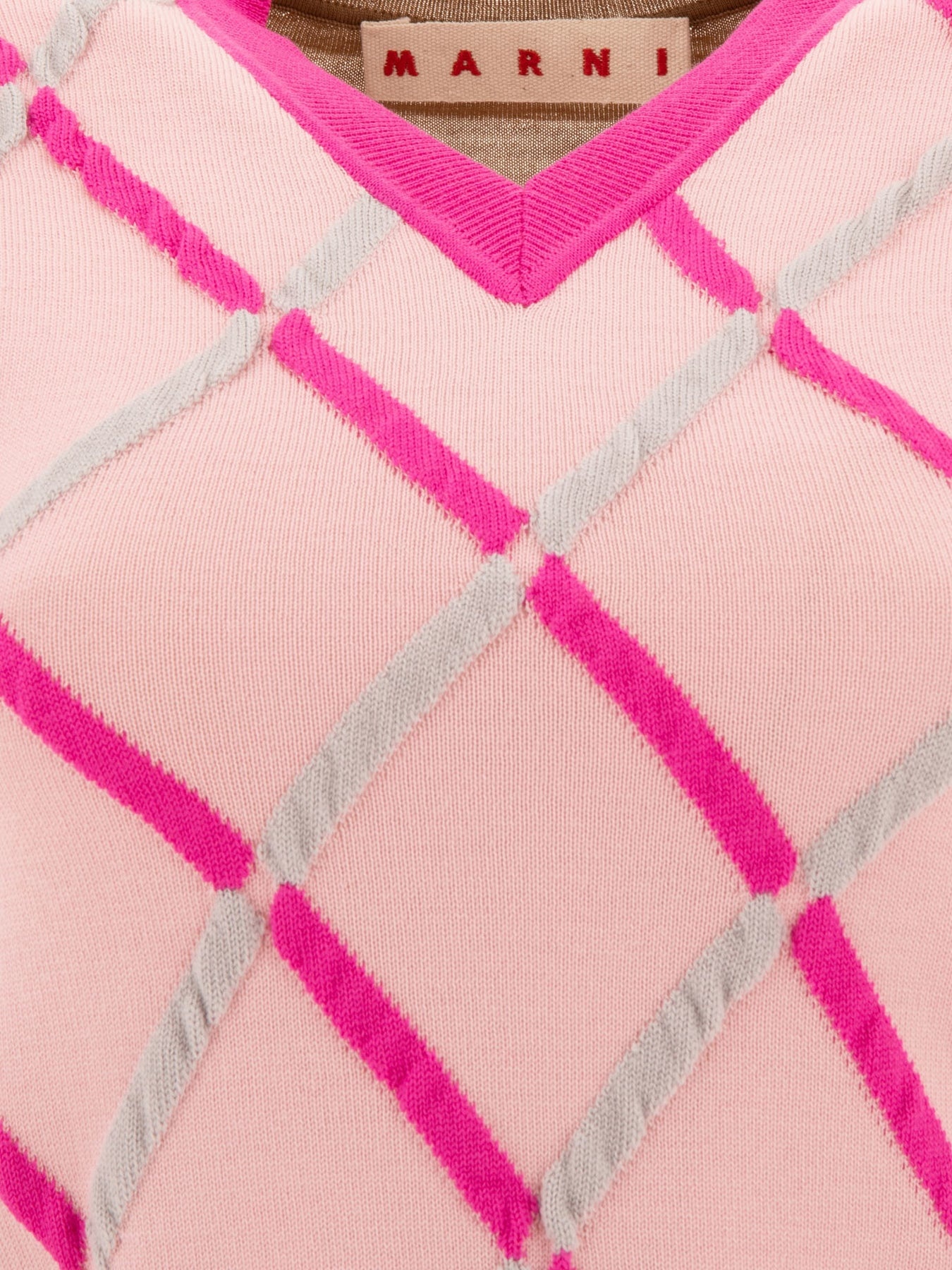 Waistcoat With Diamond Pattern Knitwear Pink - 3