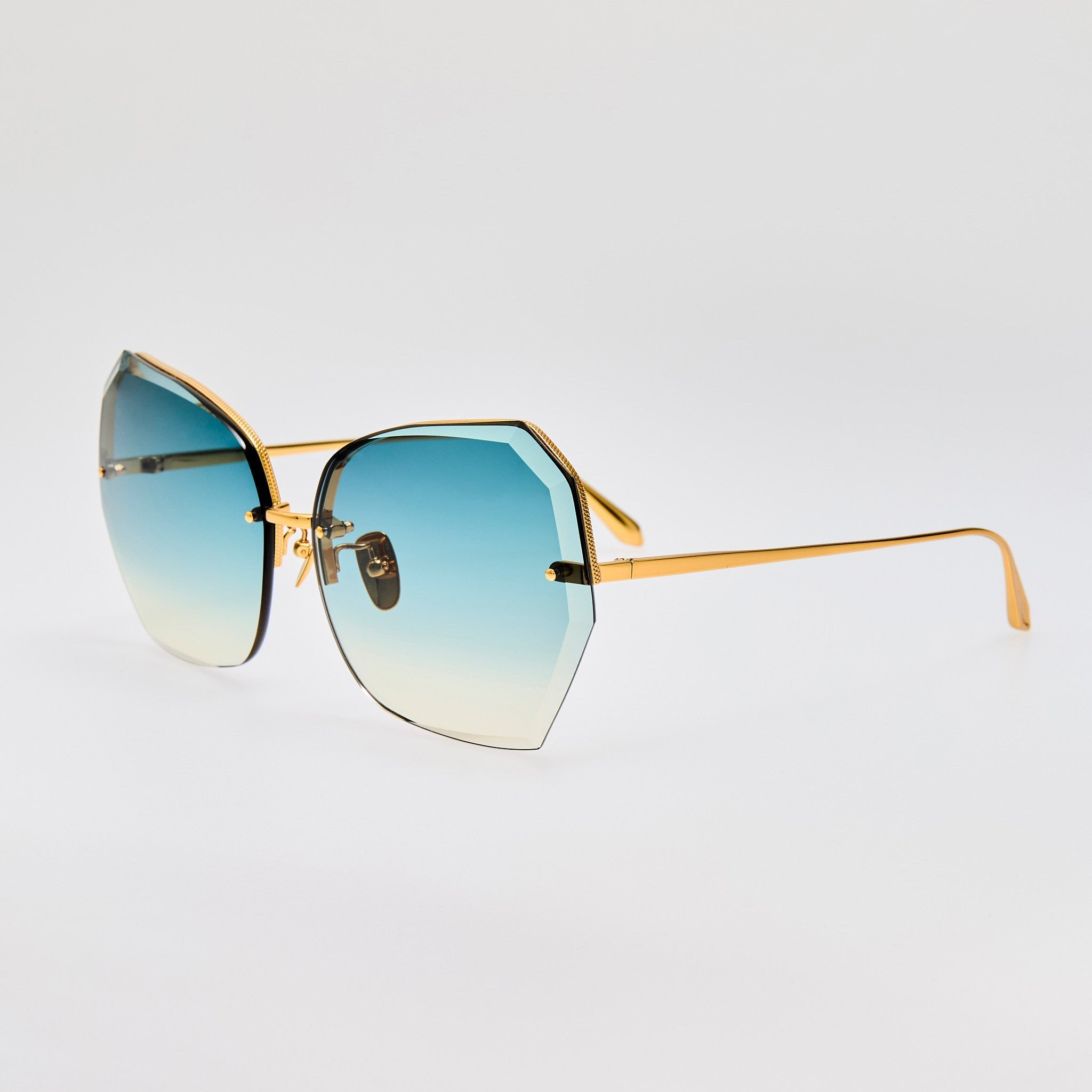 Lila Sunglasses in Aqua and Gold - 3