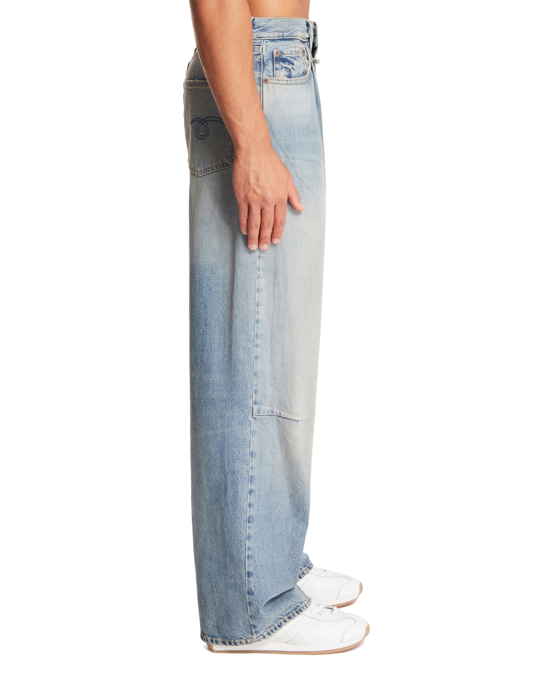 Blue Pleated Jeans - 5