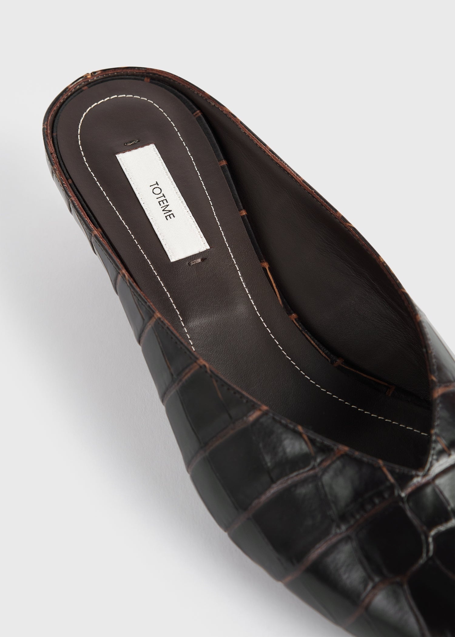 Sharp croco-embossed wedge mules dark brown - 5