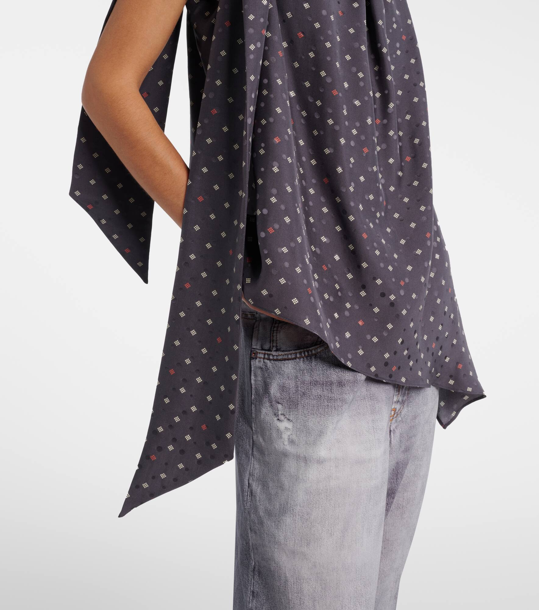 Sombana printed asymmetric silk top - 5