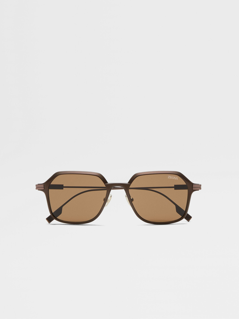 LIGHT BROWN ALUMINUM AND METAL SUNGLASSES 1