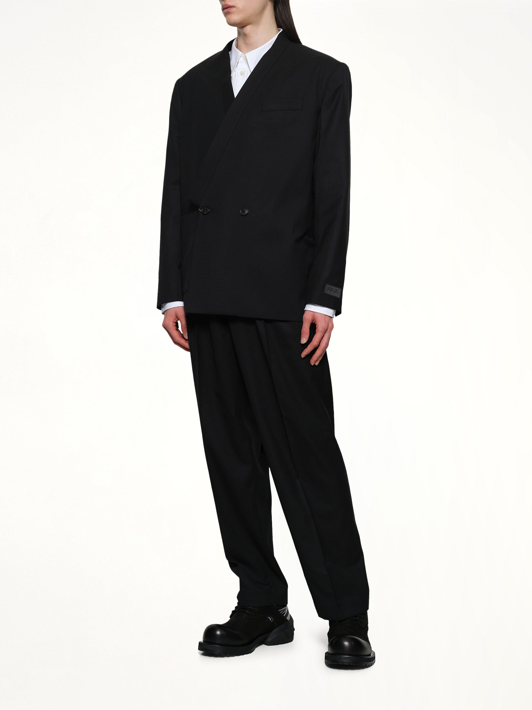 Kenzo Weave Kimono Tailored Jacket in Black - 4