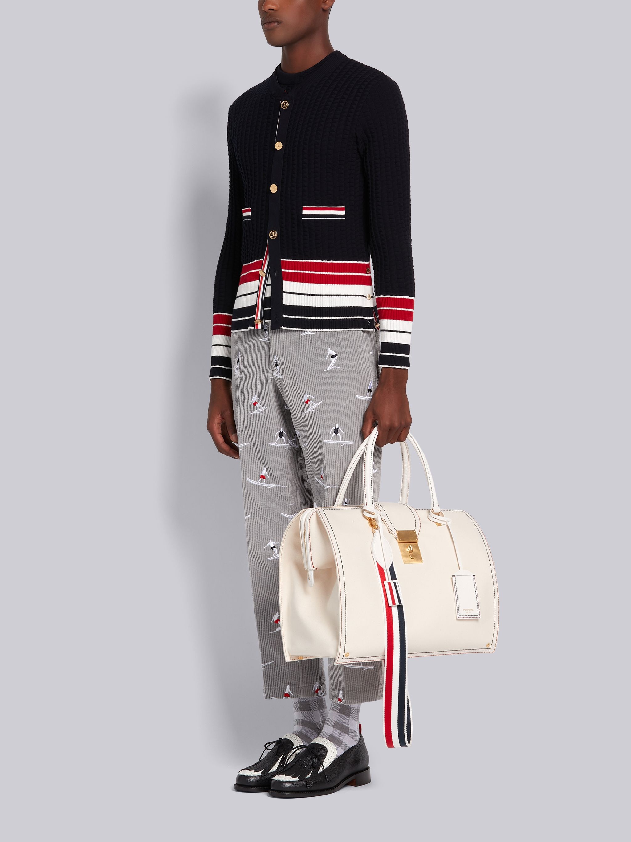 Off White Cotton Canvas Soft Strap Mr. Thom Bag - 6