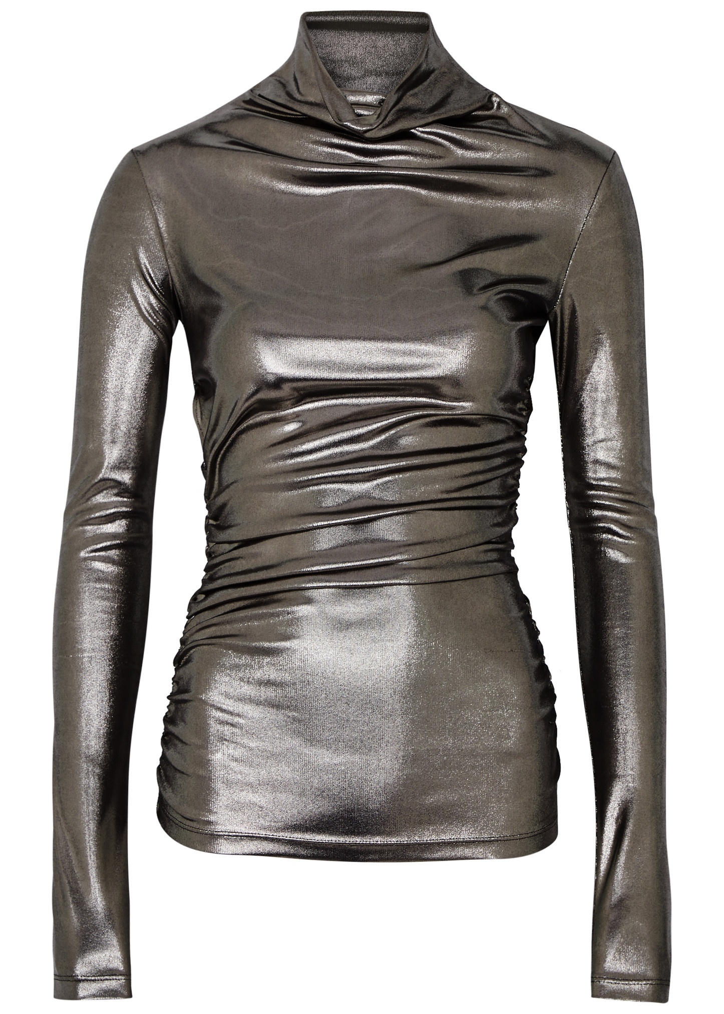 Metallic cut-out ruched jersey top - 1