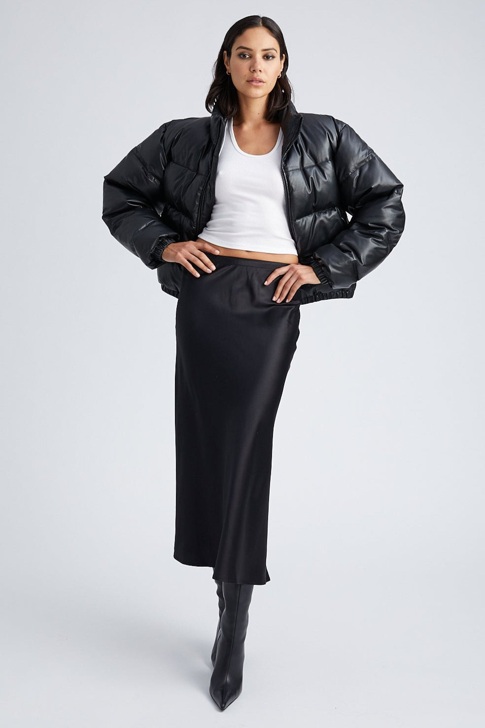 BLACK SILK BIAS MAXI SKIRT - 4