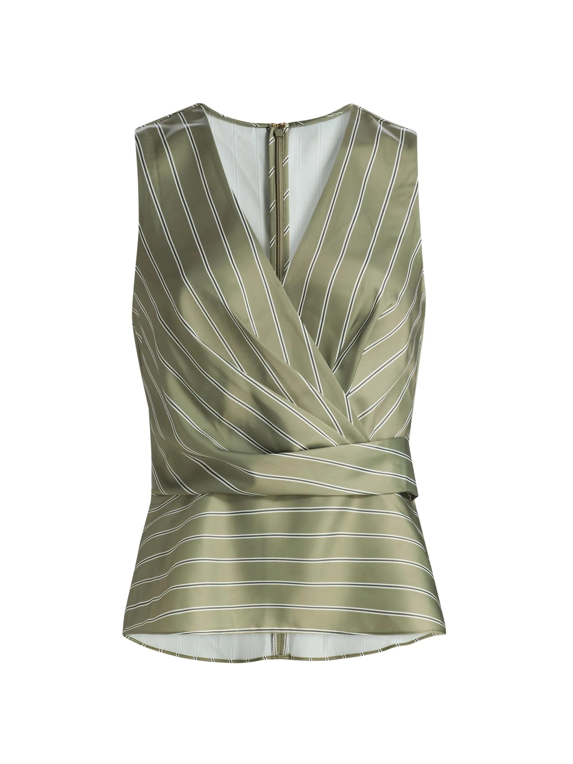 Women's Veronika Striped Draped Sleeveless Top - Safari Green Seaside - 1
