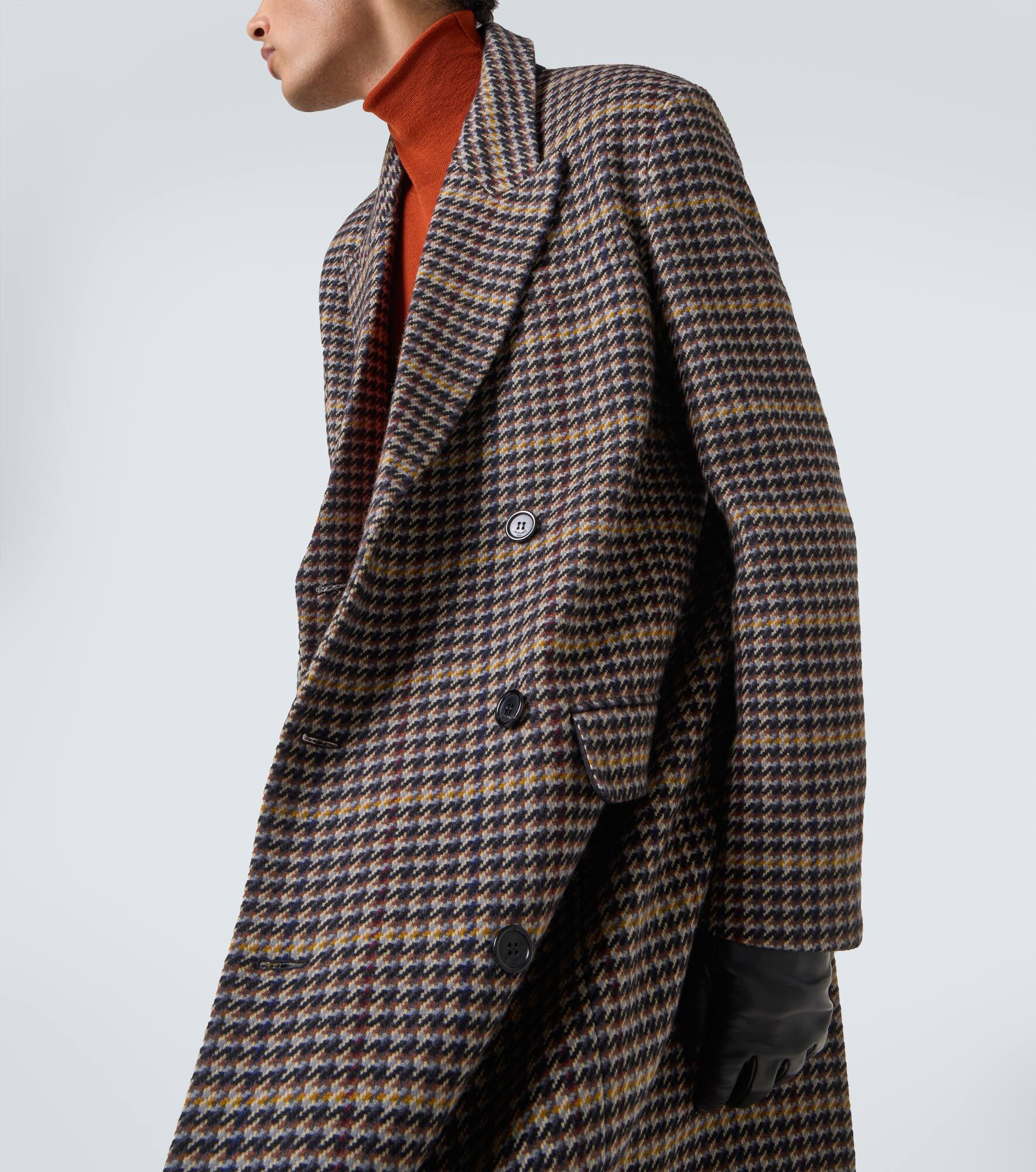 Houndstooth double-breasted wool overcoat - 5