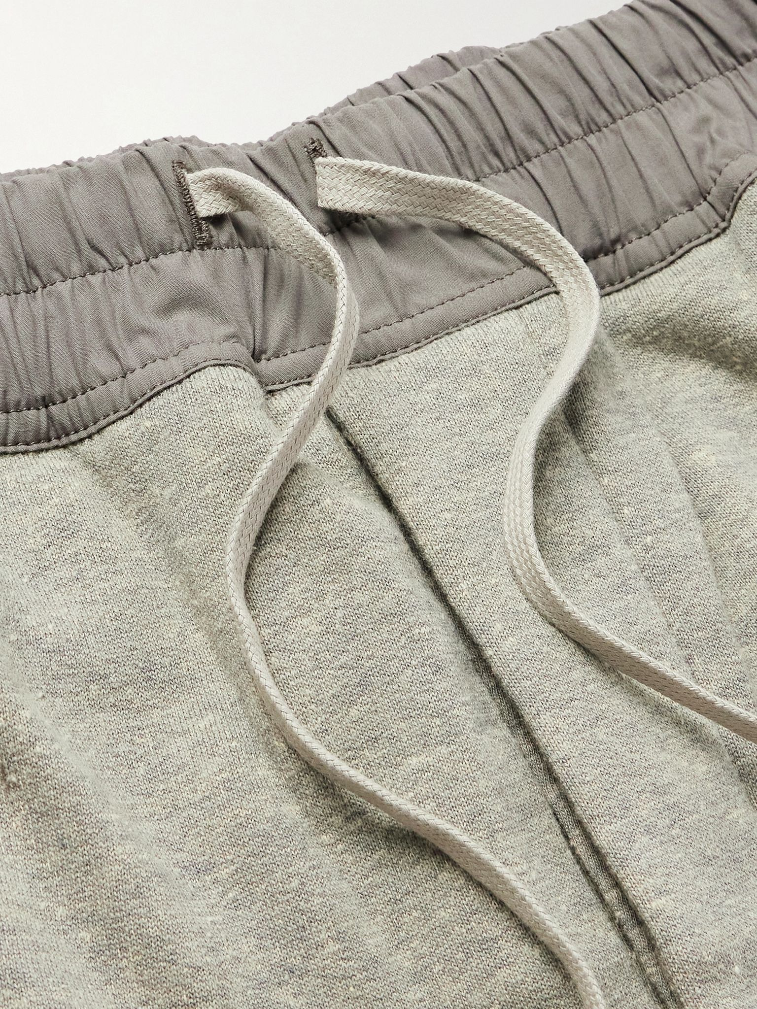 Berlin Straight-Leg Shell-Trimmed Cotton-Blend Jersey Sweatpants Gray - 5