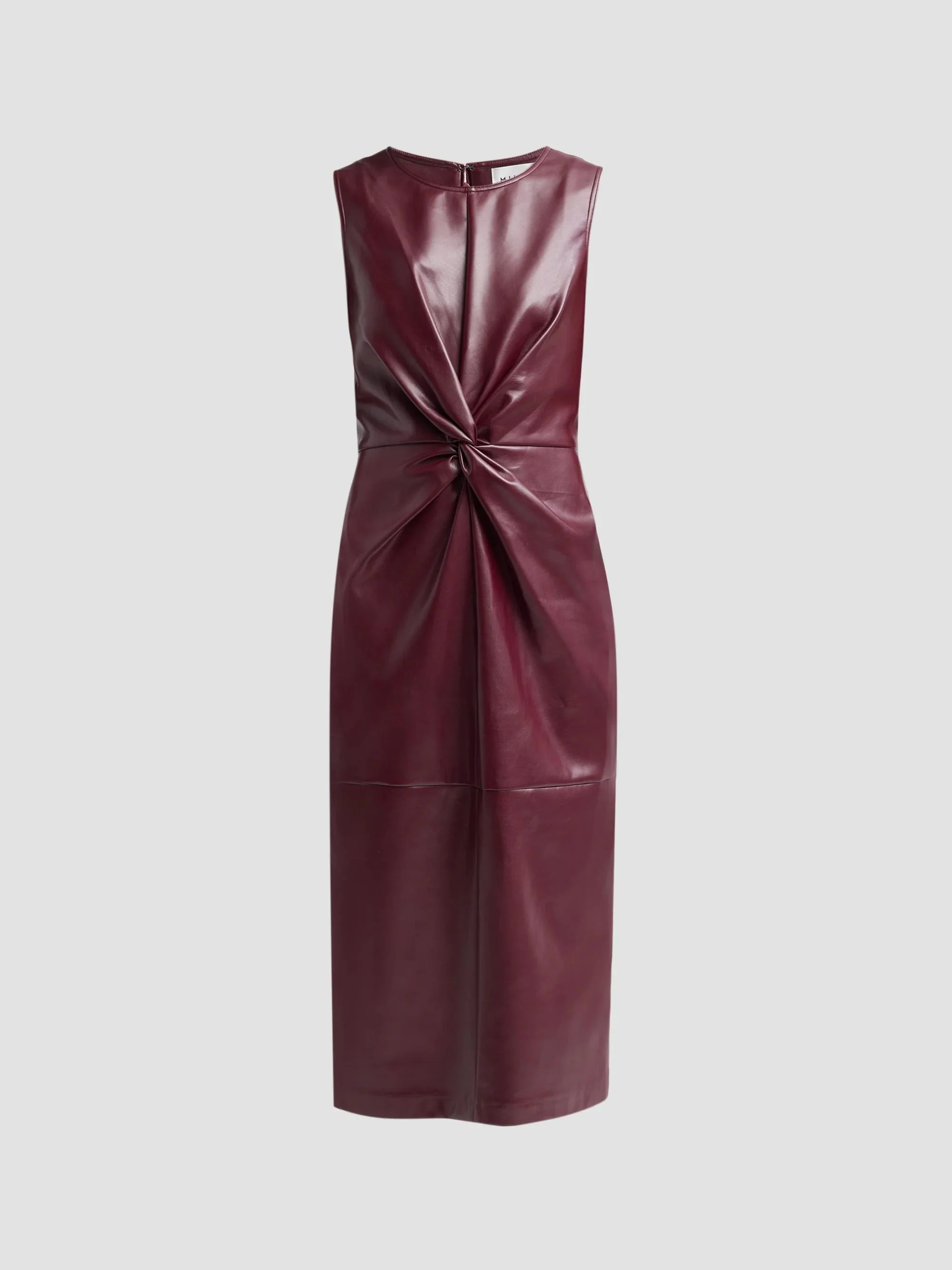 Women's Nat Faux Leather Midi Dress - Burgundy - 1