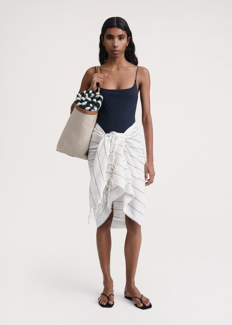 Totême Striped cotton linen sarong white outlook