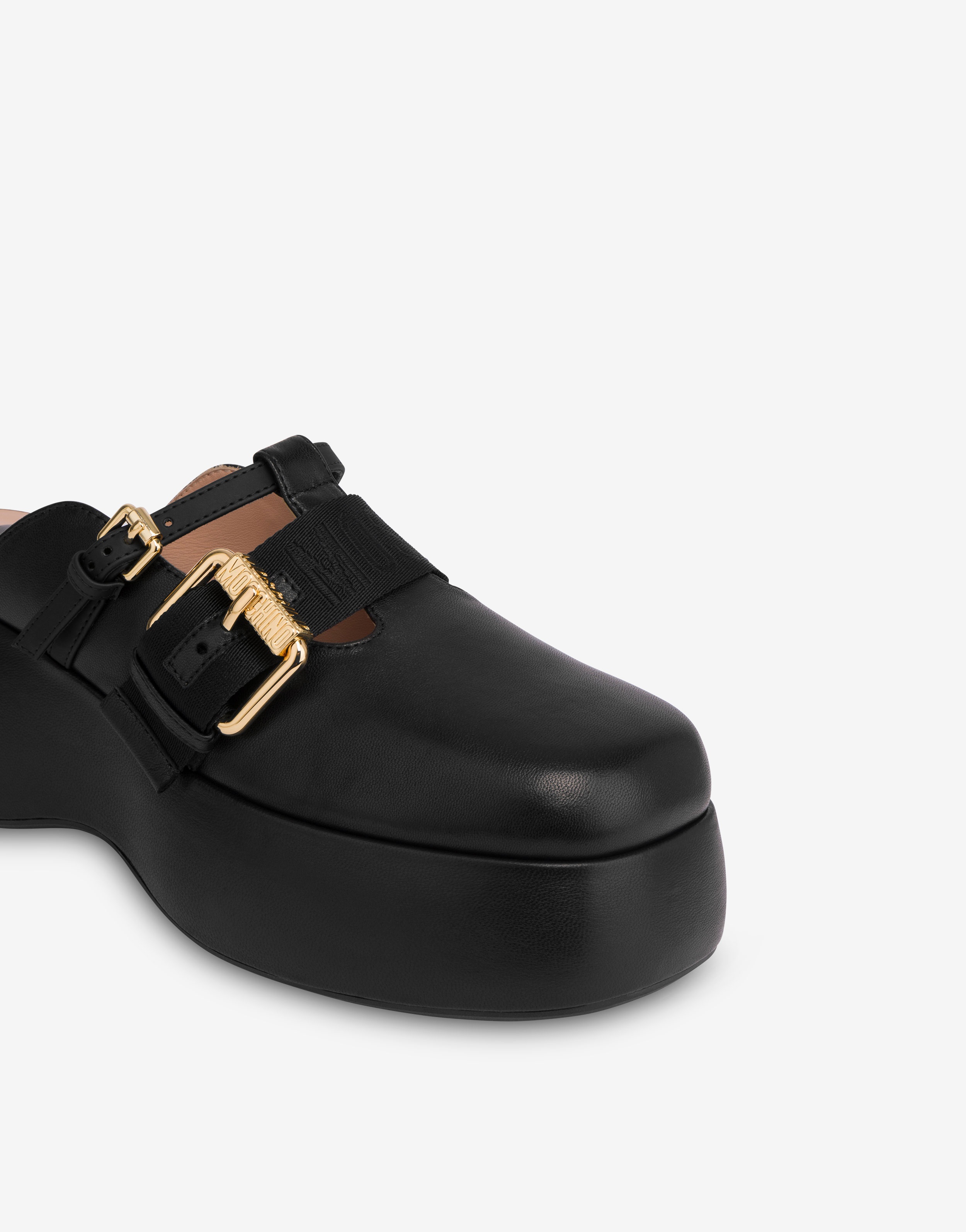 NAPPA LEATHER PLATFORM MULES WITH BUCKLES - 4