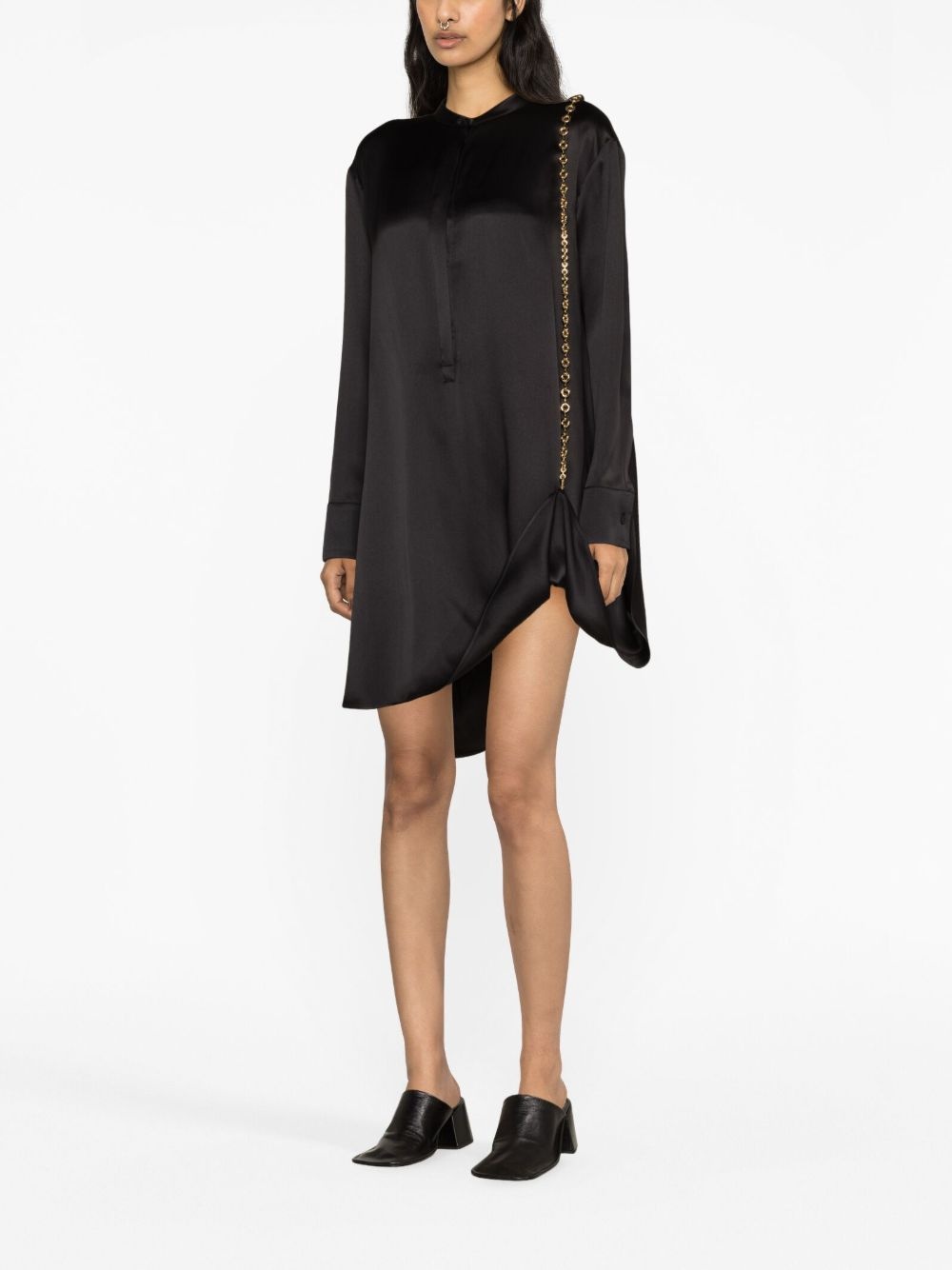 Chain embellished silk shirtdress - 3