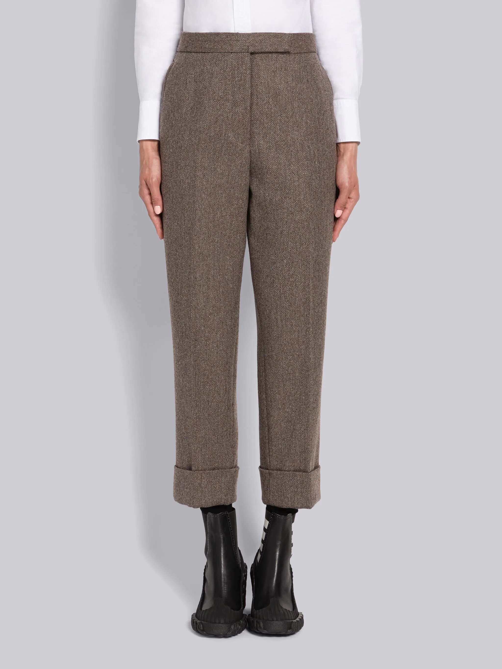 Herringbone Lambswool Classic Backstrap Trouser - 1