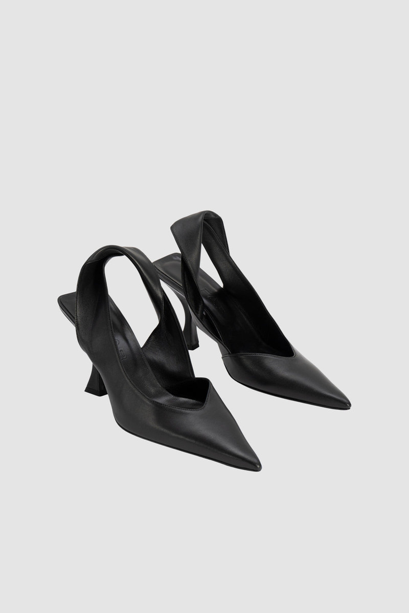BY FAR Yasha Black Nappa Leather Slingback Pump outlook