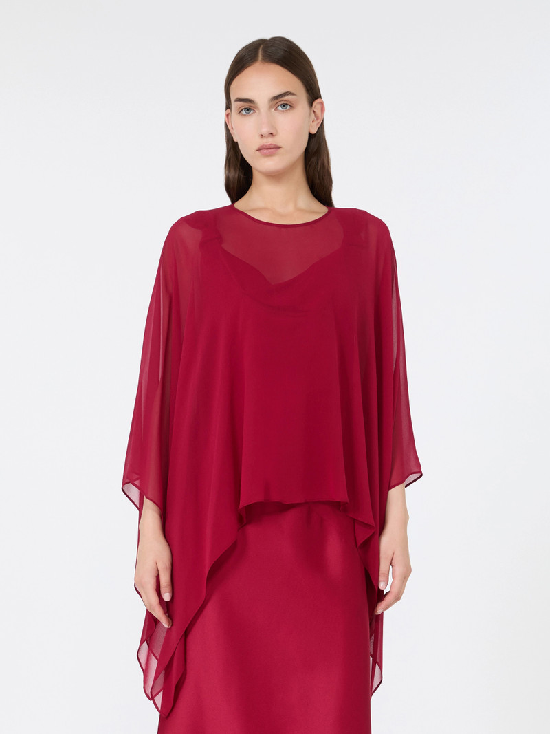 Max Mara NEBBIE Silk georgette cropped cape - RUBY outlook