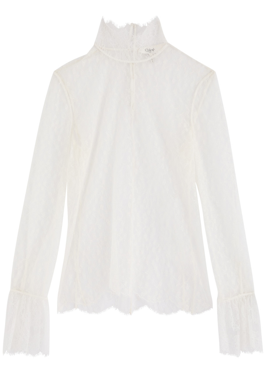 Chloe Floral-embroidered Sheer Tulle top - 1