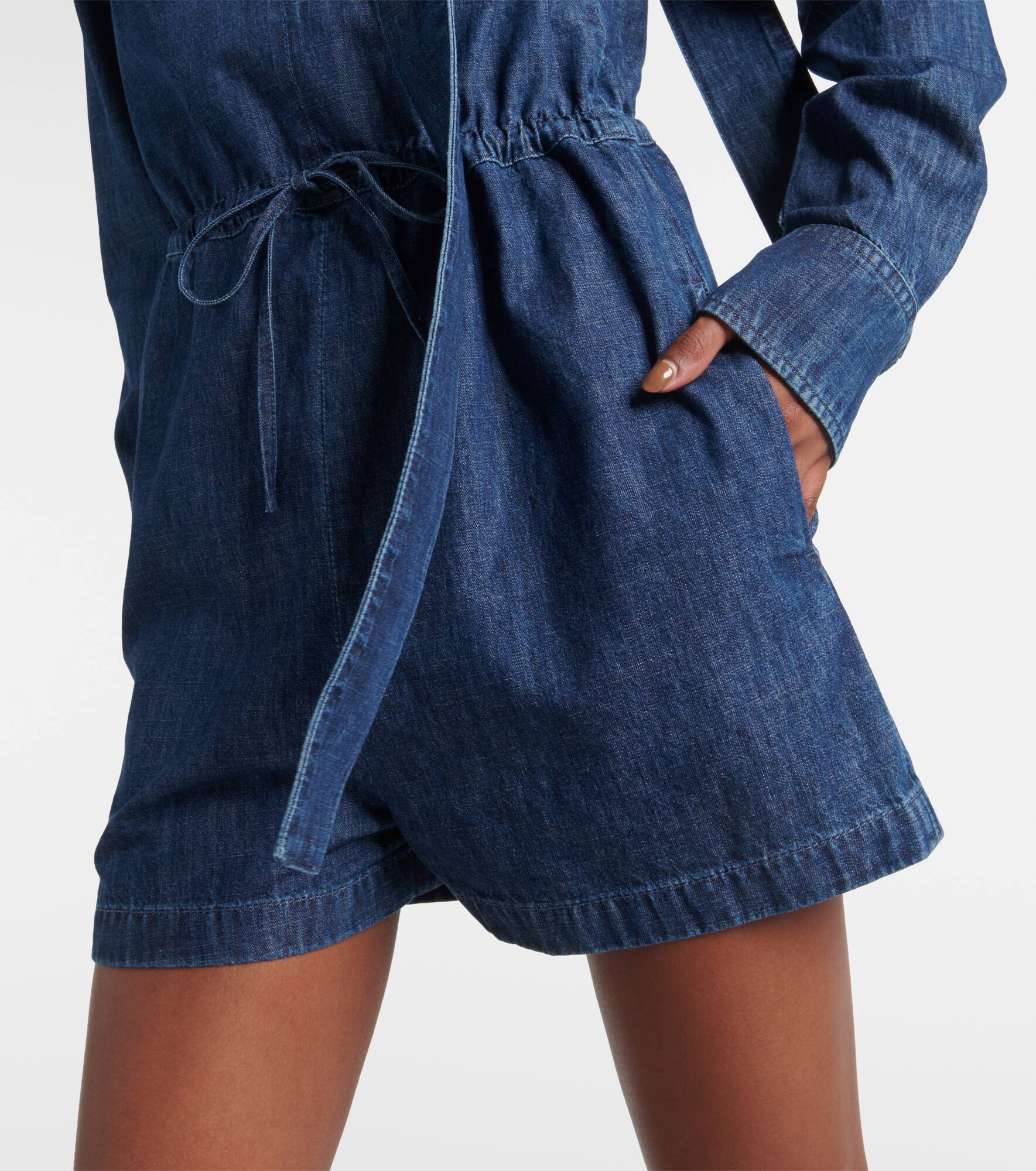 Halterneck denim playsuit - 5