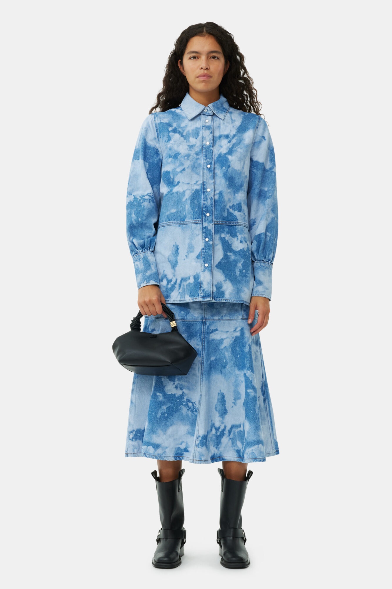 BLUE BLEACH DENIM SHIRT - 3
