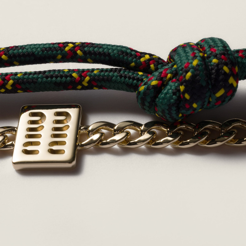 Miu Miu Leather, cord and metal keyring trick outlook