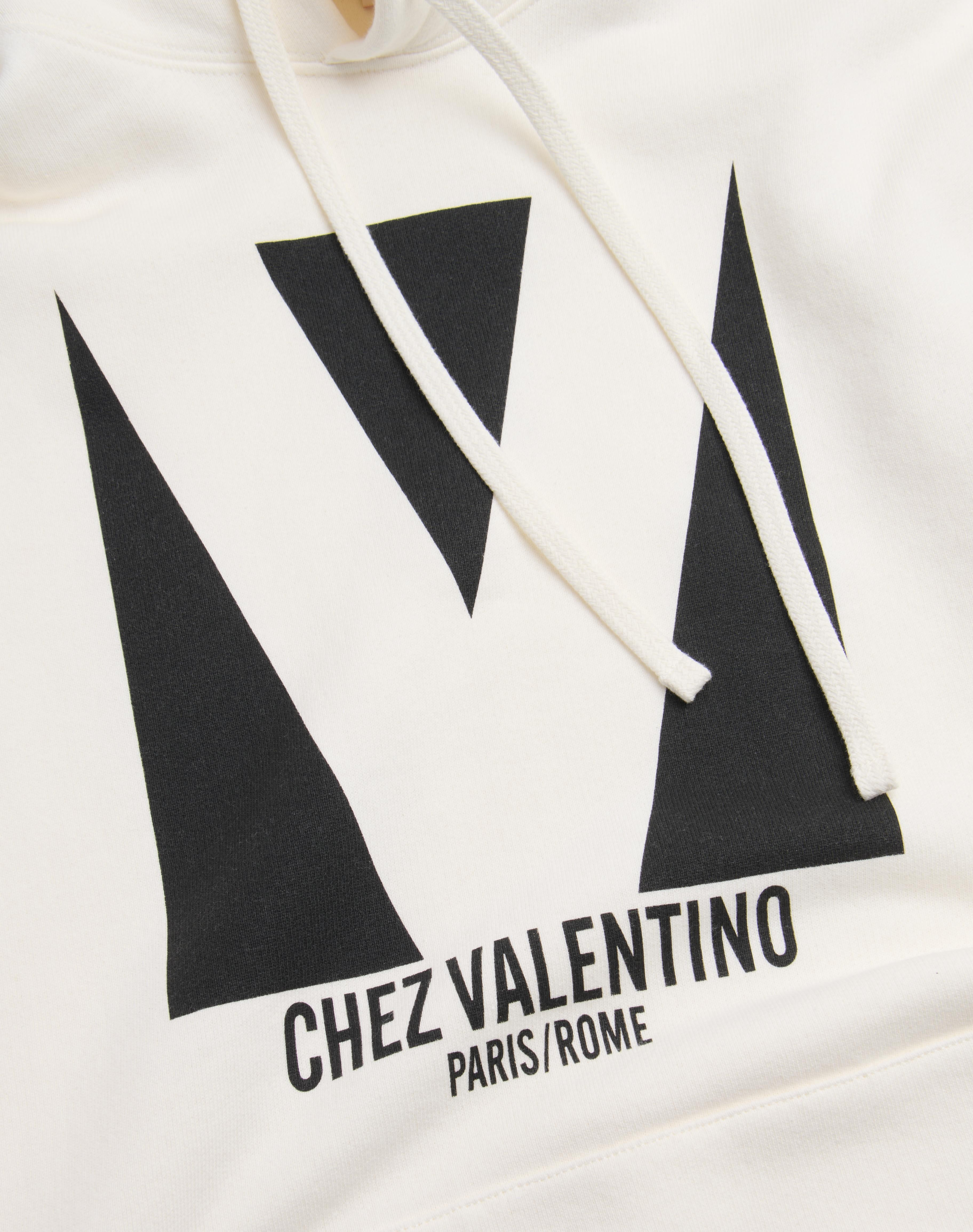 COTTON HOODED SWEATSHIRT WITH CHEZ VALENTINO PRINT - 3