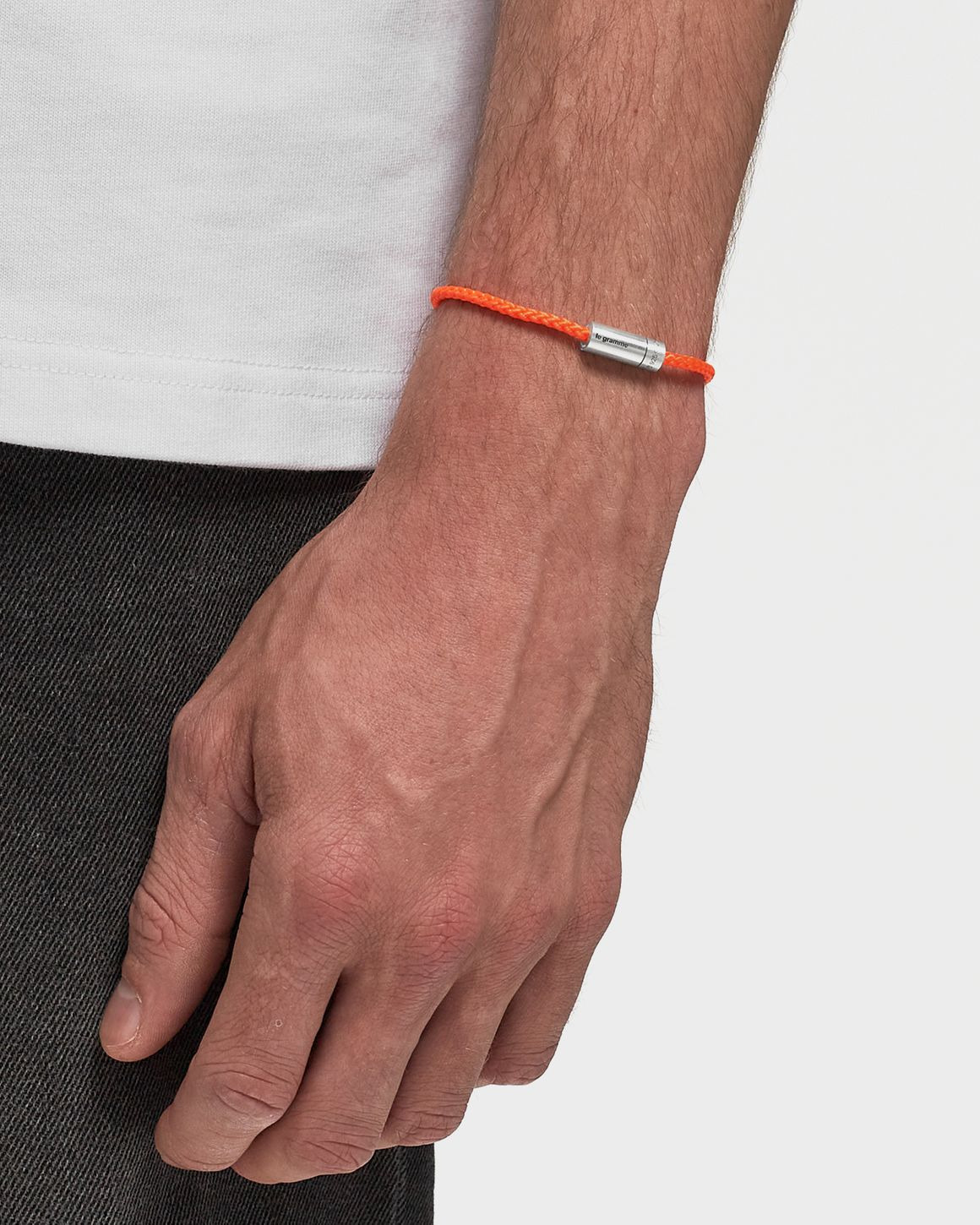 7g-brushed sterling silver-orange nato-cable-bracelet - 2