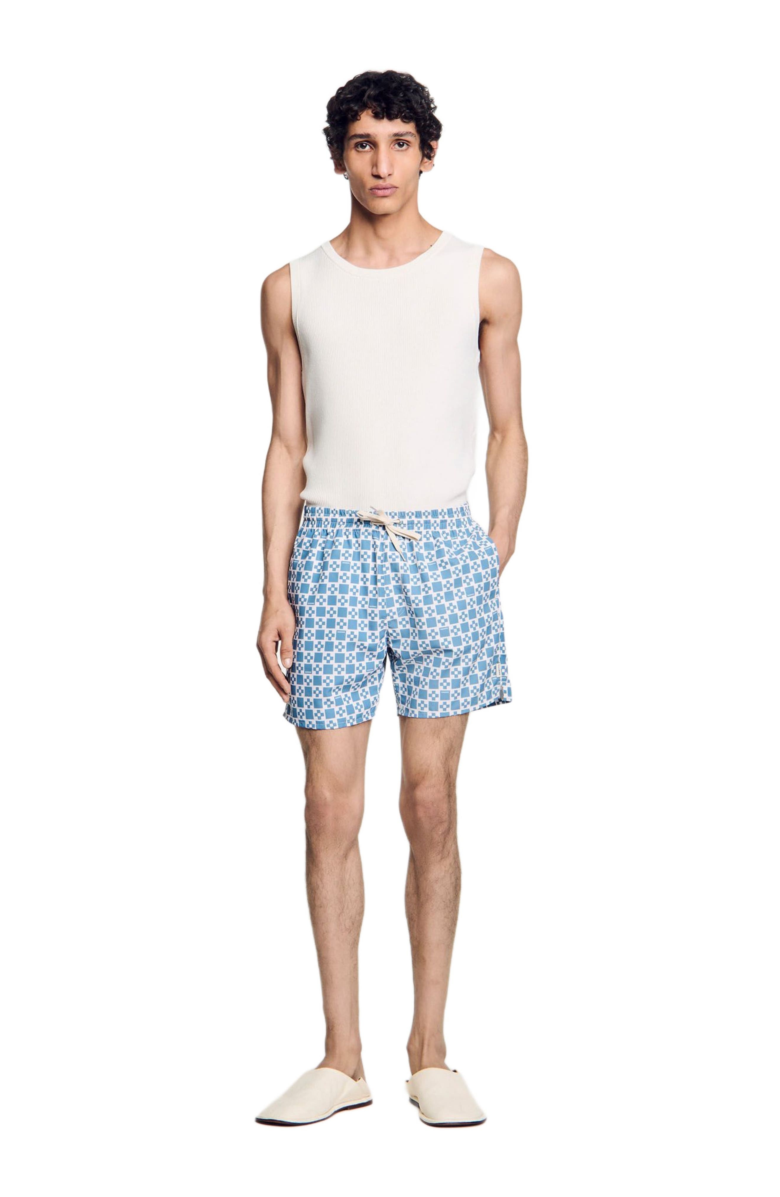 SANDRO Square Cross swim shorts in Blue Sky at Nordstrom - 6