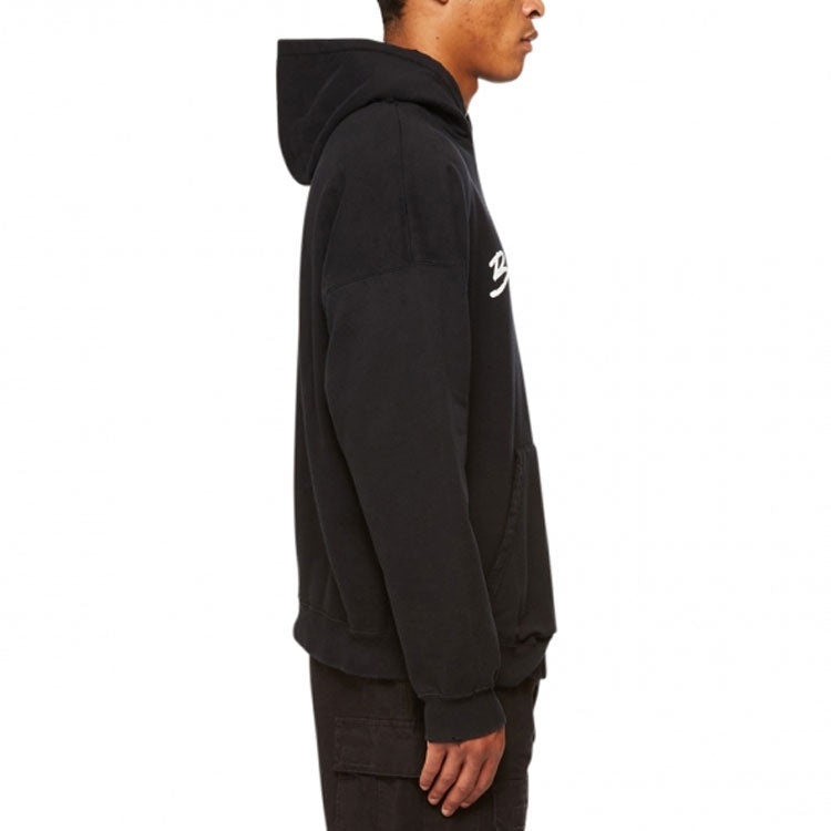 Balenciaga Script Logo Oversized Popover Hoodie 'Black White' 674986TMVB51070 - 4