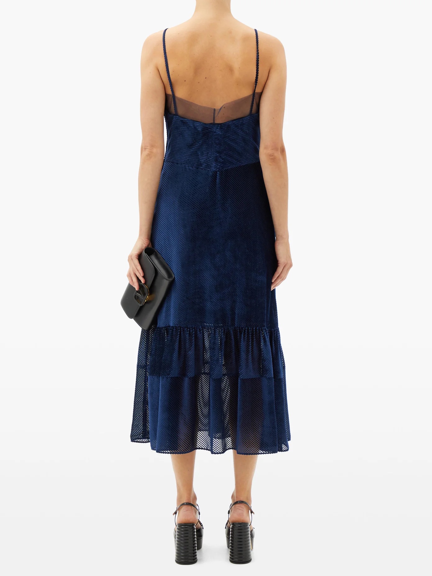 Tulle-trimmed devoré-velvet dress - 5