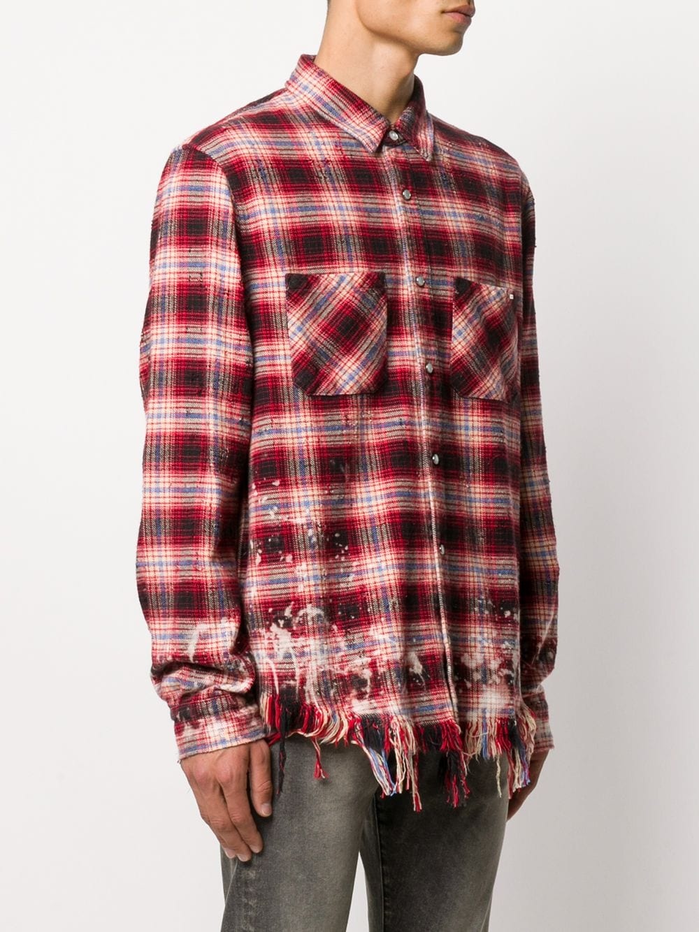 distressed check shirt - 3