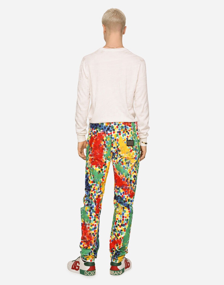 Printed regular-fit jeans with rips - 3
