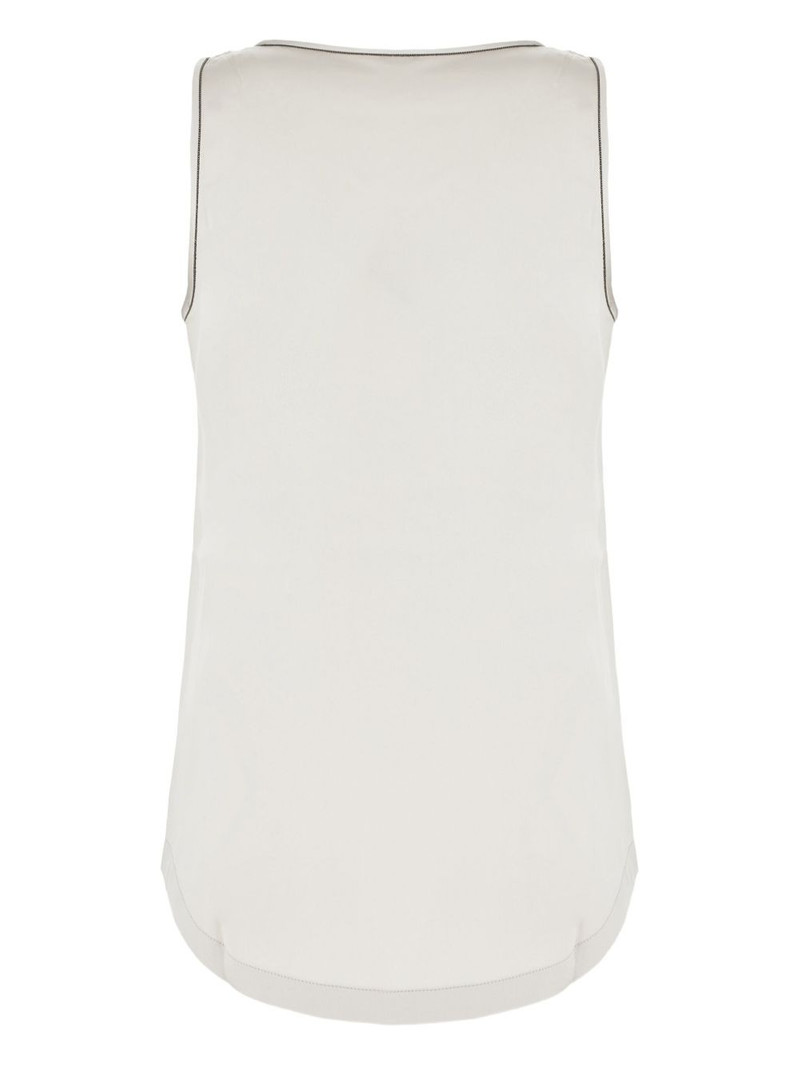 Brunello Cucinelli embellished-trim satin top outlook