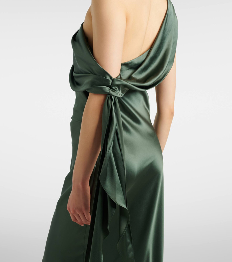 Draped asymmetric silk satin gown 5