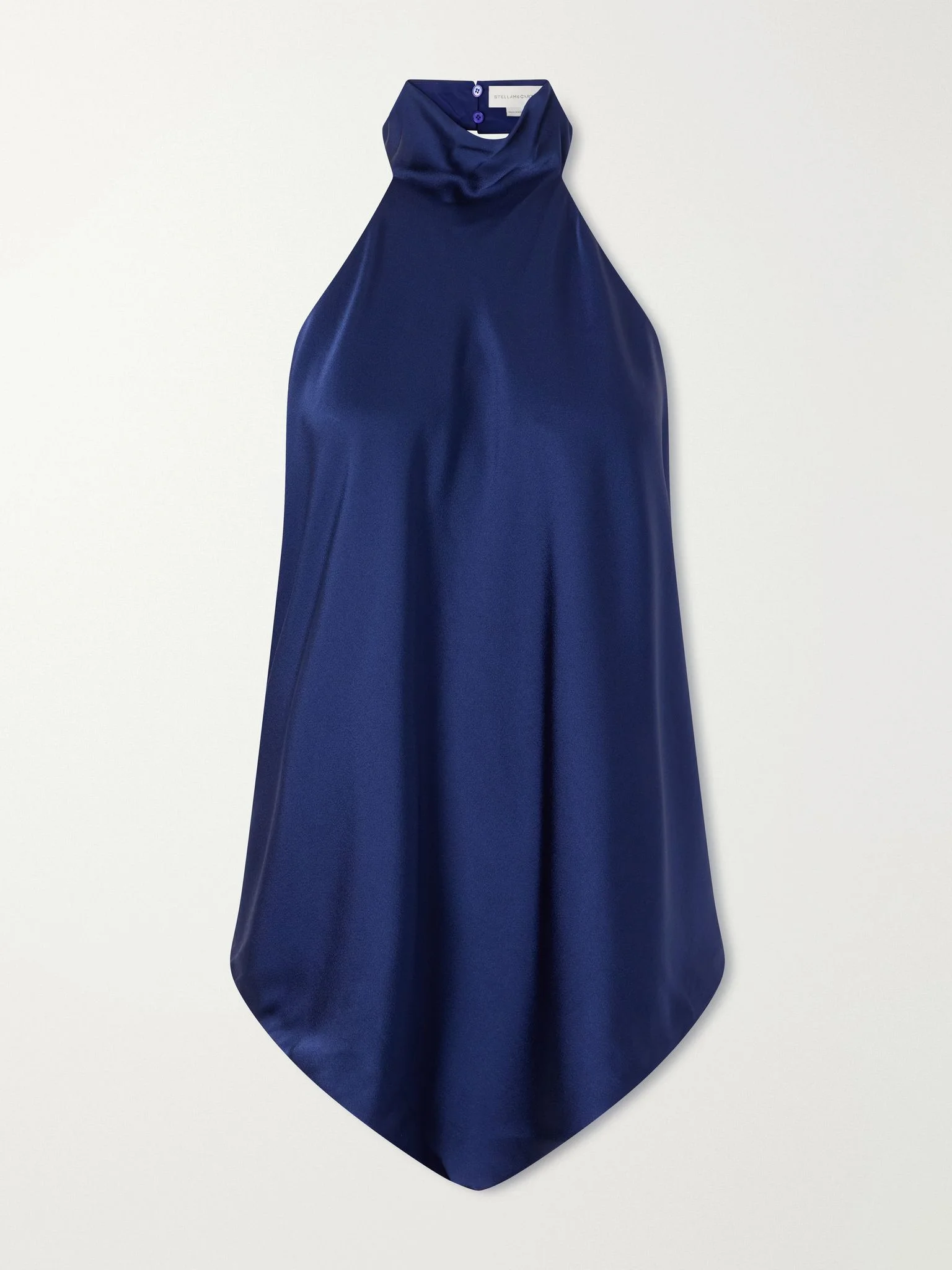 Backless satin halterneck blouse Navy - 1