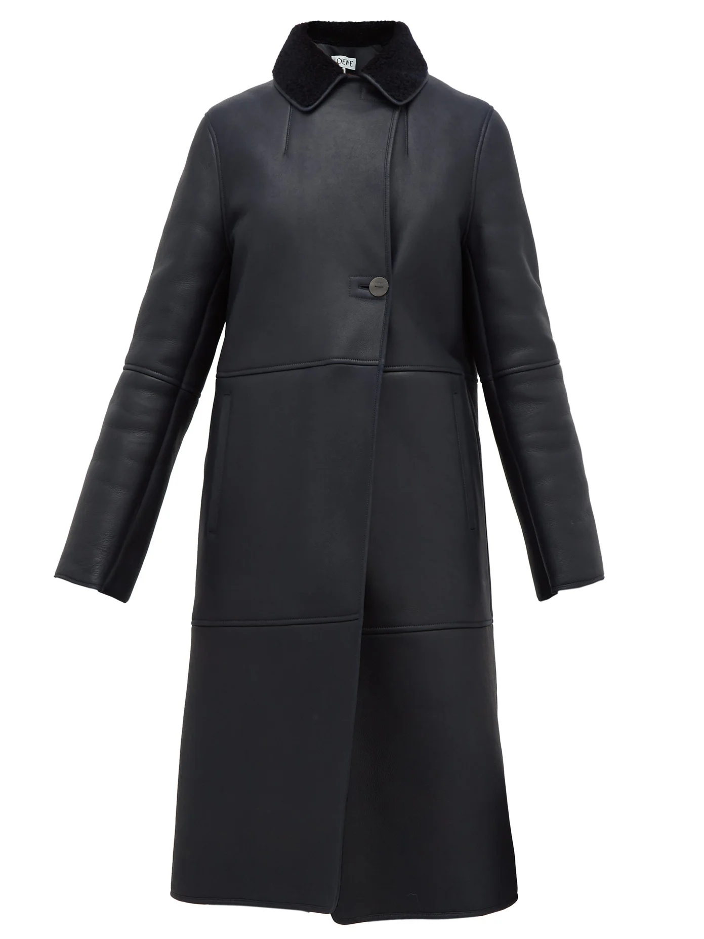 Notch-lapel shearling coat - 1