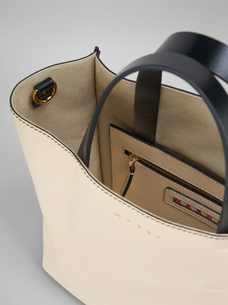 MUSEO SOFT SMALL BAG IN WHITE AND PURPLE LEATHER 4