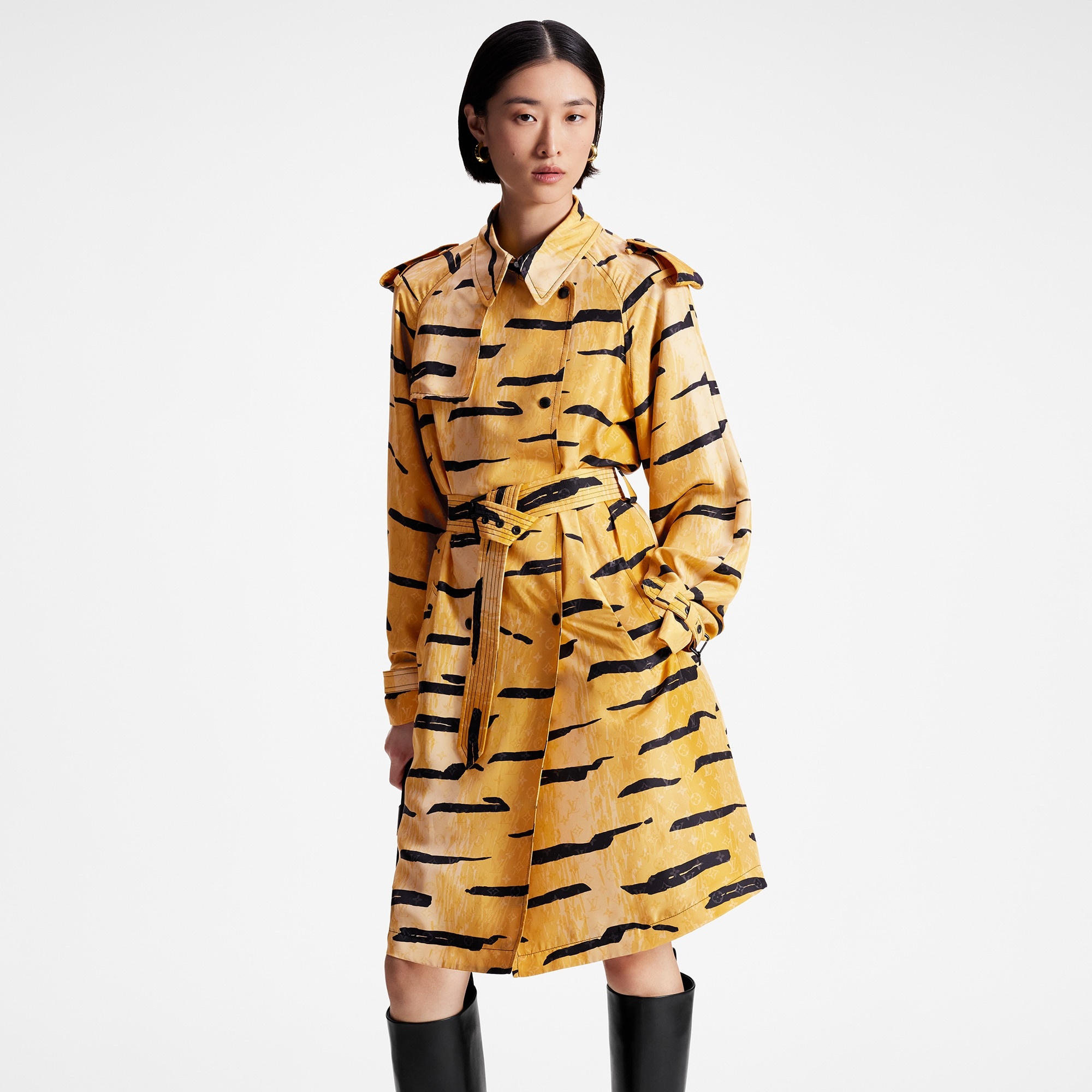 Tiger Print Trench Coat - 5
