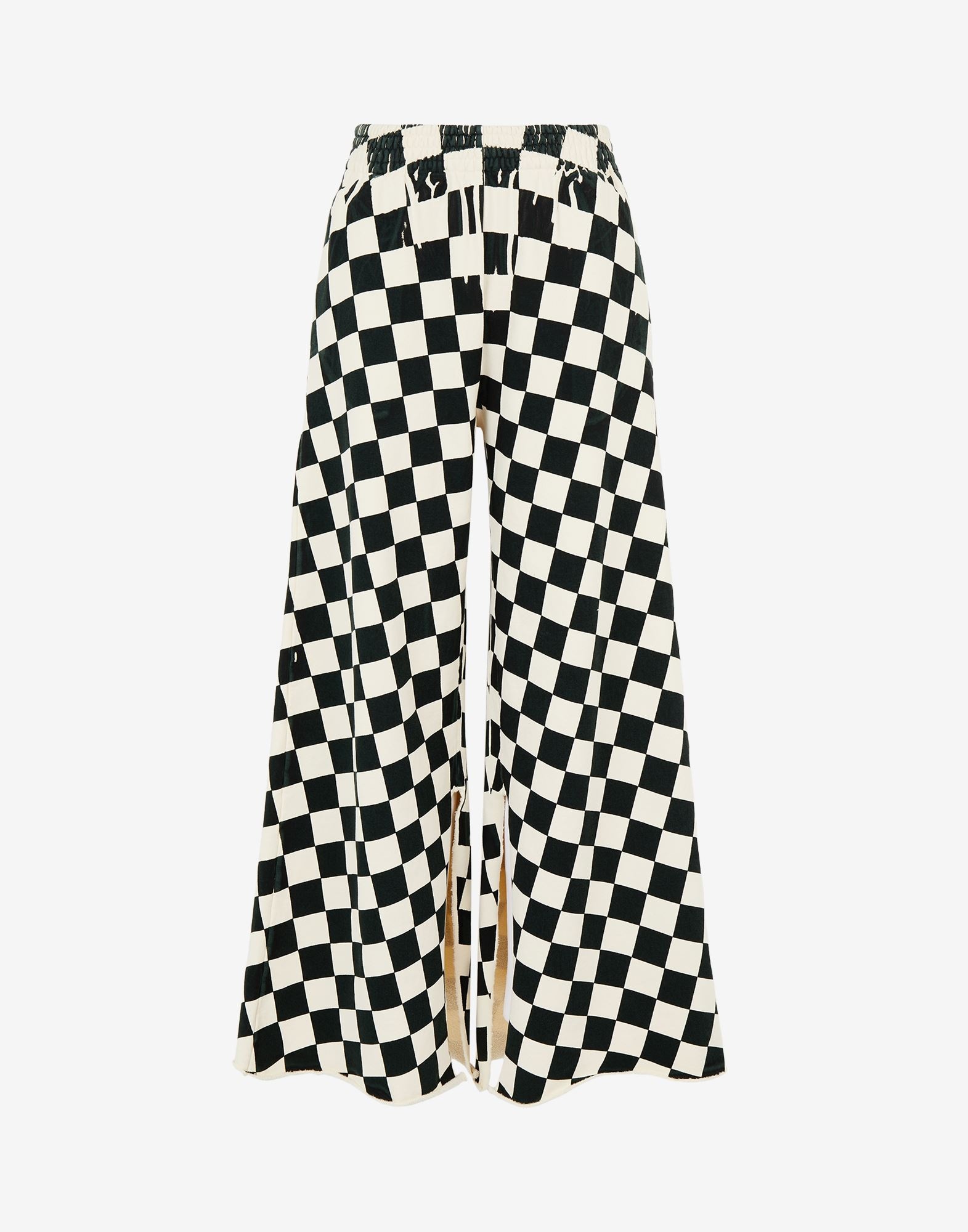 Check print wide-leg pants - 1