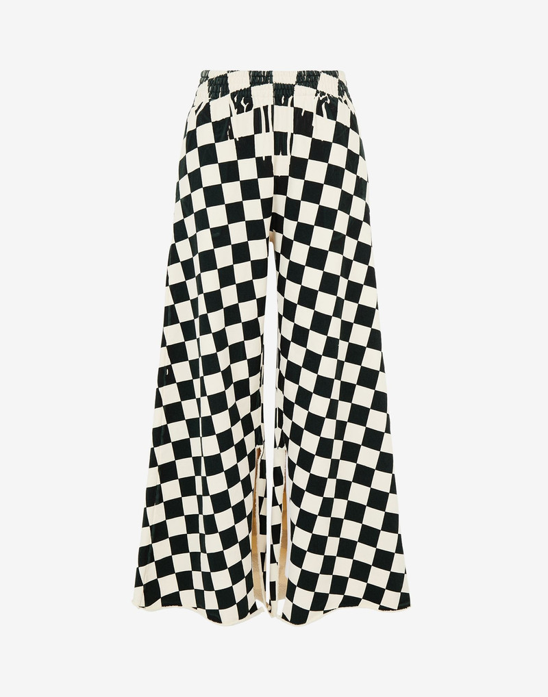 Check print wide-leg pants 1