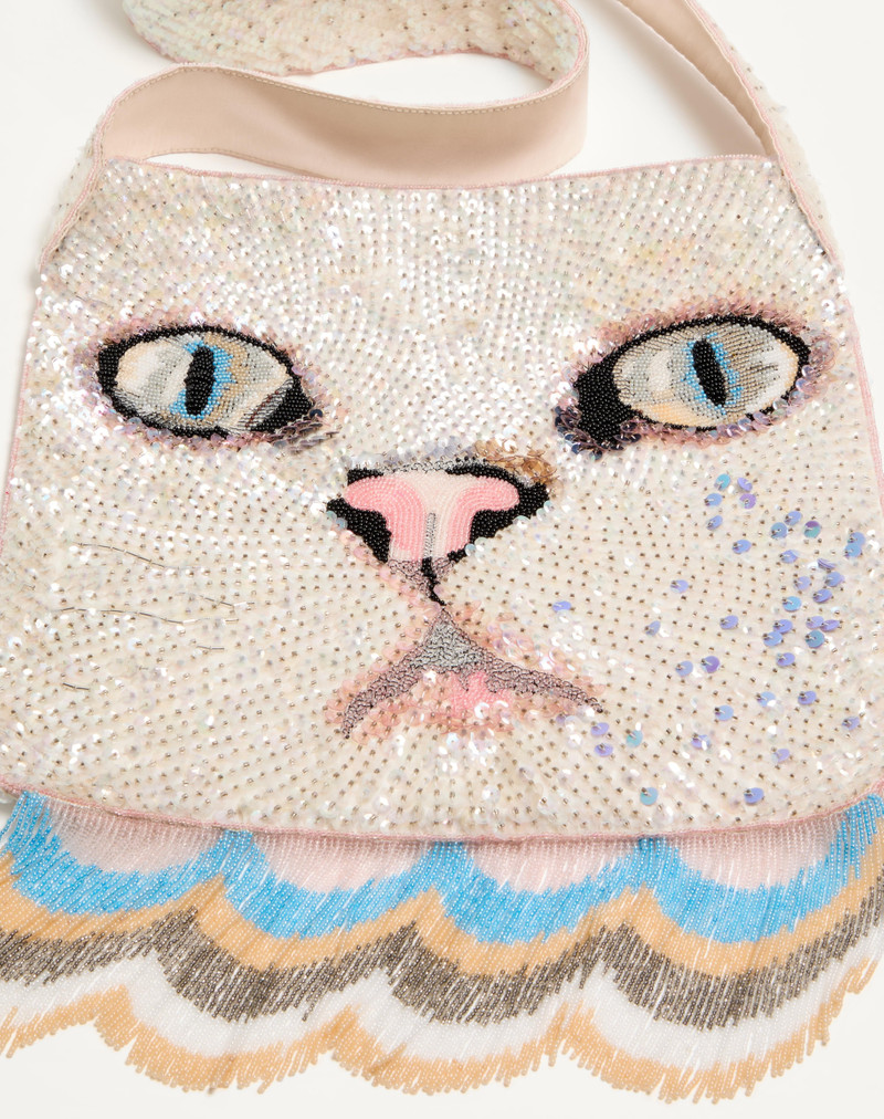VALENTINO GARAVANI LE CHAT DE LA MAISON SHOULDER BAG EMBROIDERED WITH FRINGES 8