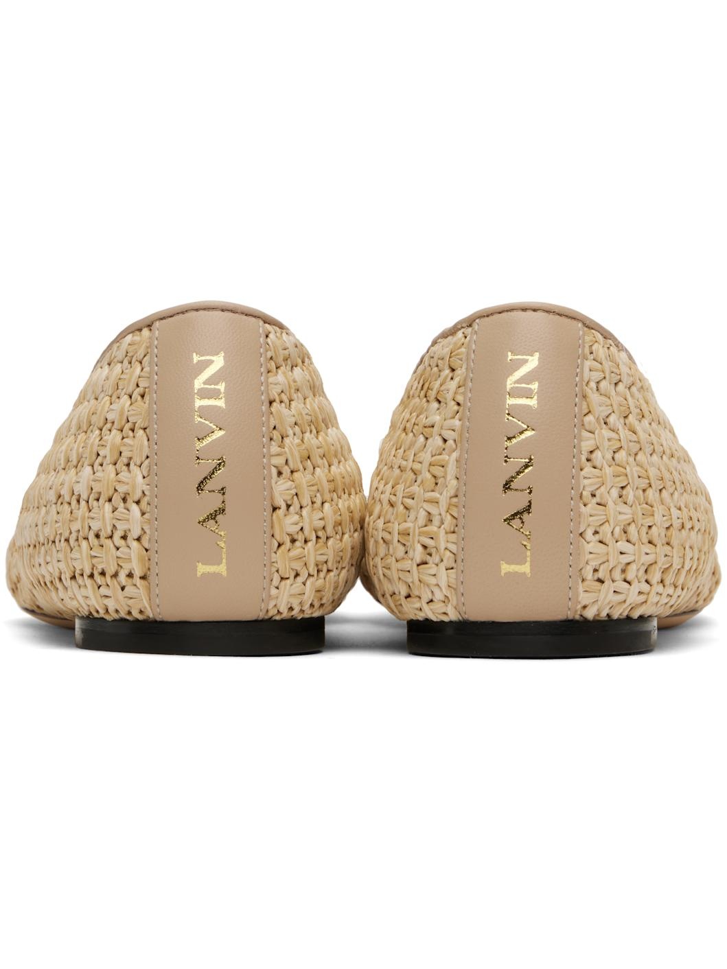 Beige Raffia Ballerina Flats - 2