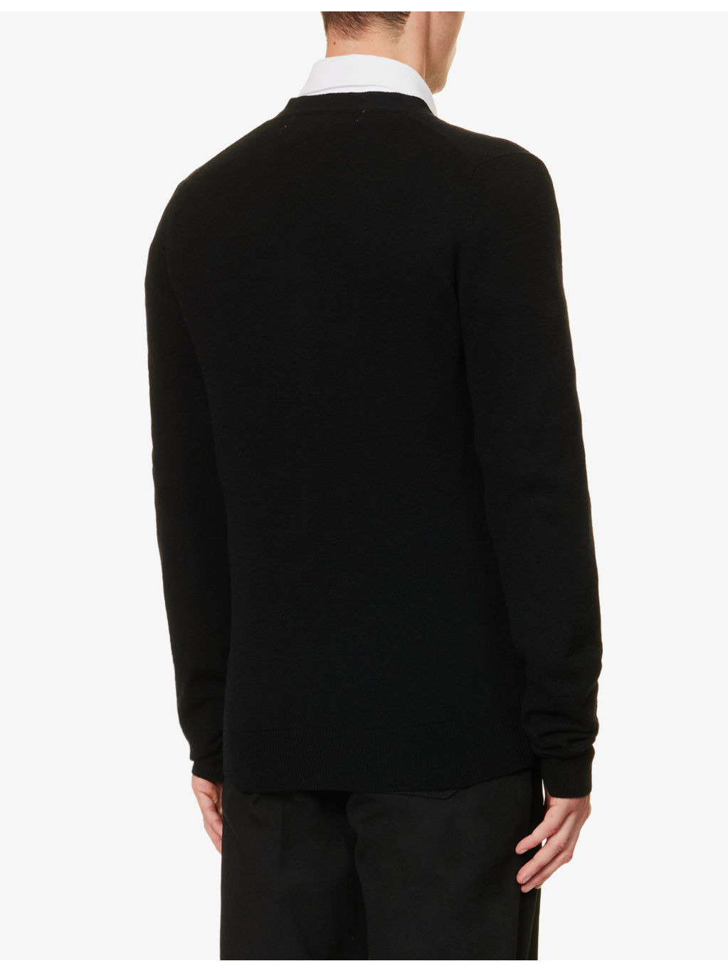 Logo-embroidered V-neck wool cardigan - 4