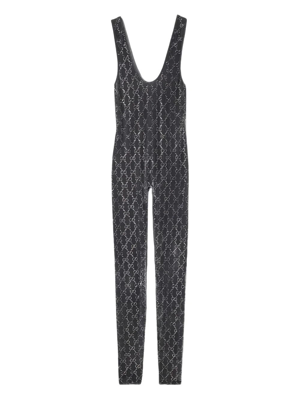GG crystal embroidery jumpsuit - 1