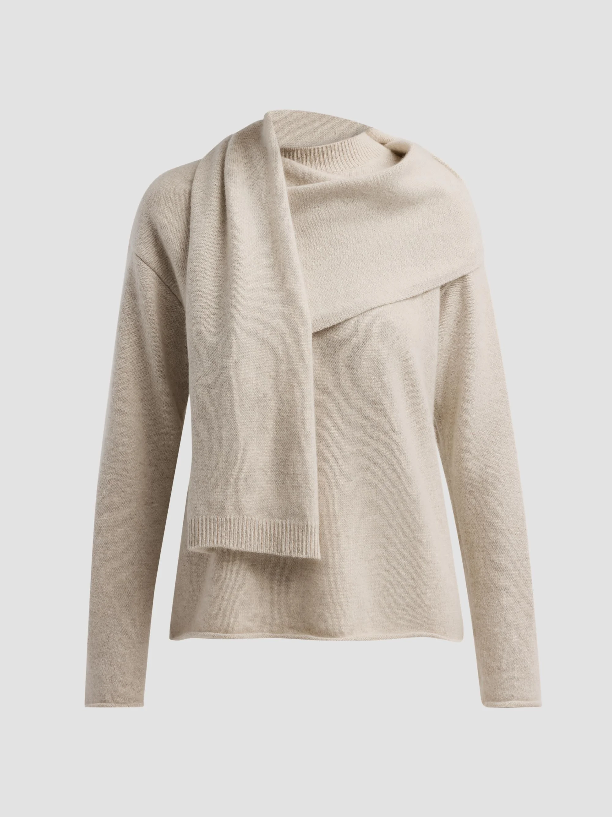 Women's Frances Cashmere Wrap Scarf Sweater - Beige Melange - 1